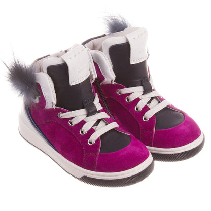 Boys&Girls Purple Suede High-top Trainers With Fur