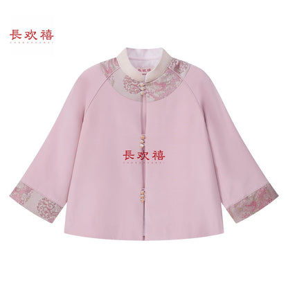 女童粉色"文心雕龙"加棉外套