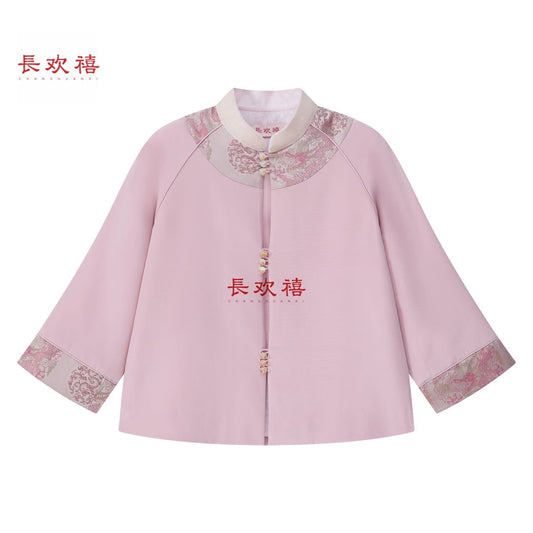 女童粉色"文心雕龙"加棉外套