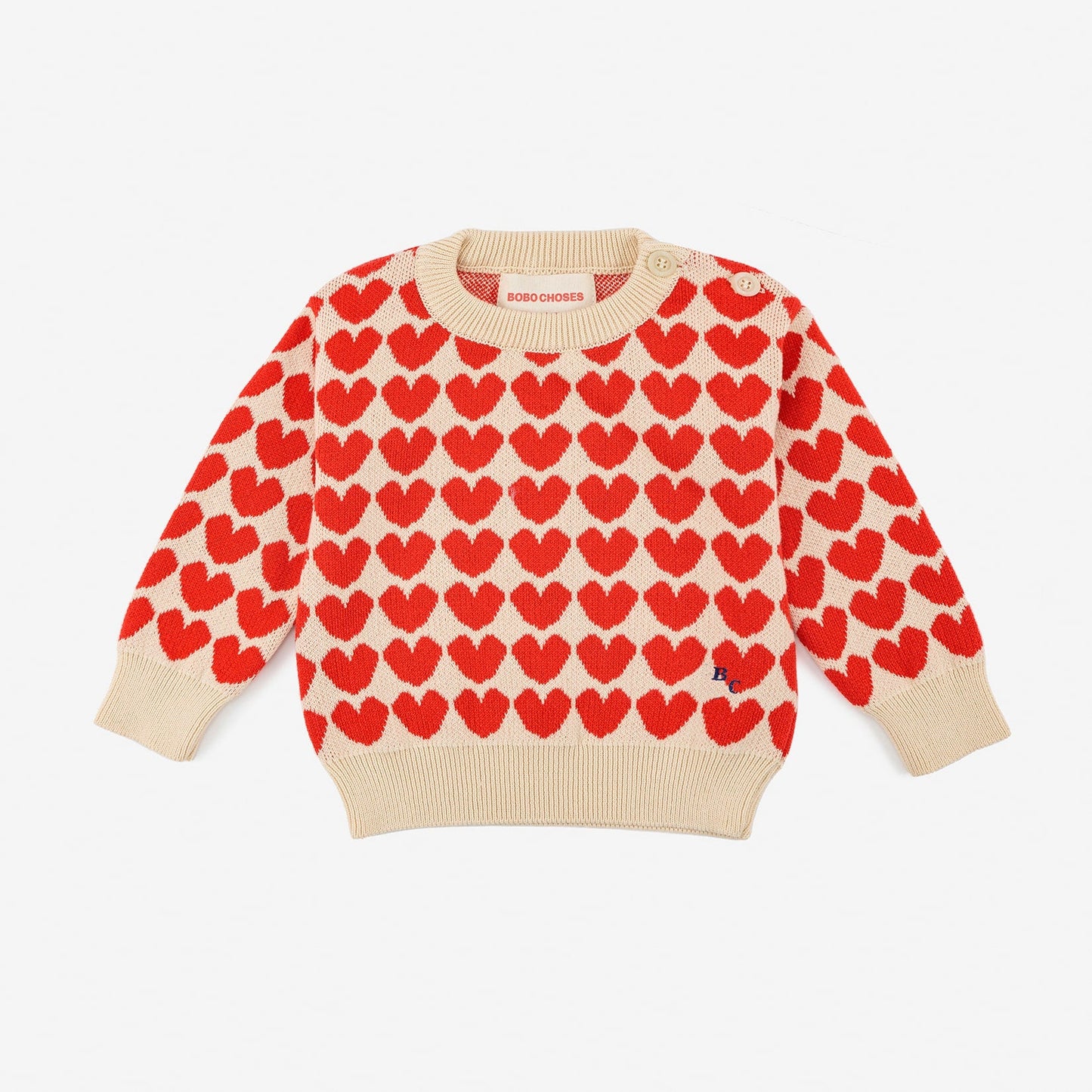 女婴米色心形毛衣