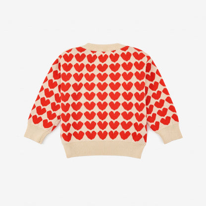 女婴米色心形毛衣