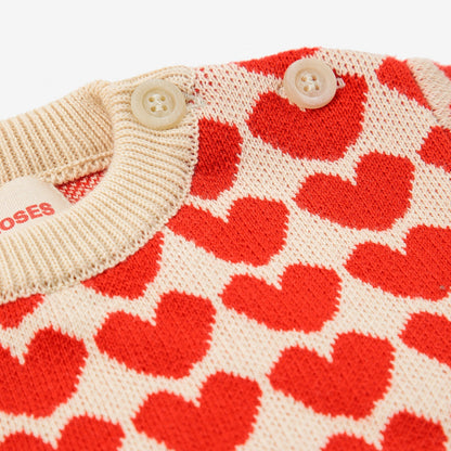 女婴米色心形毛衣