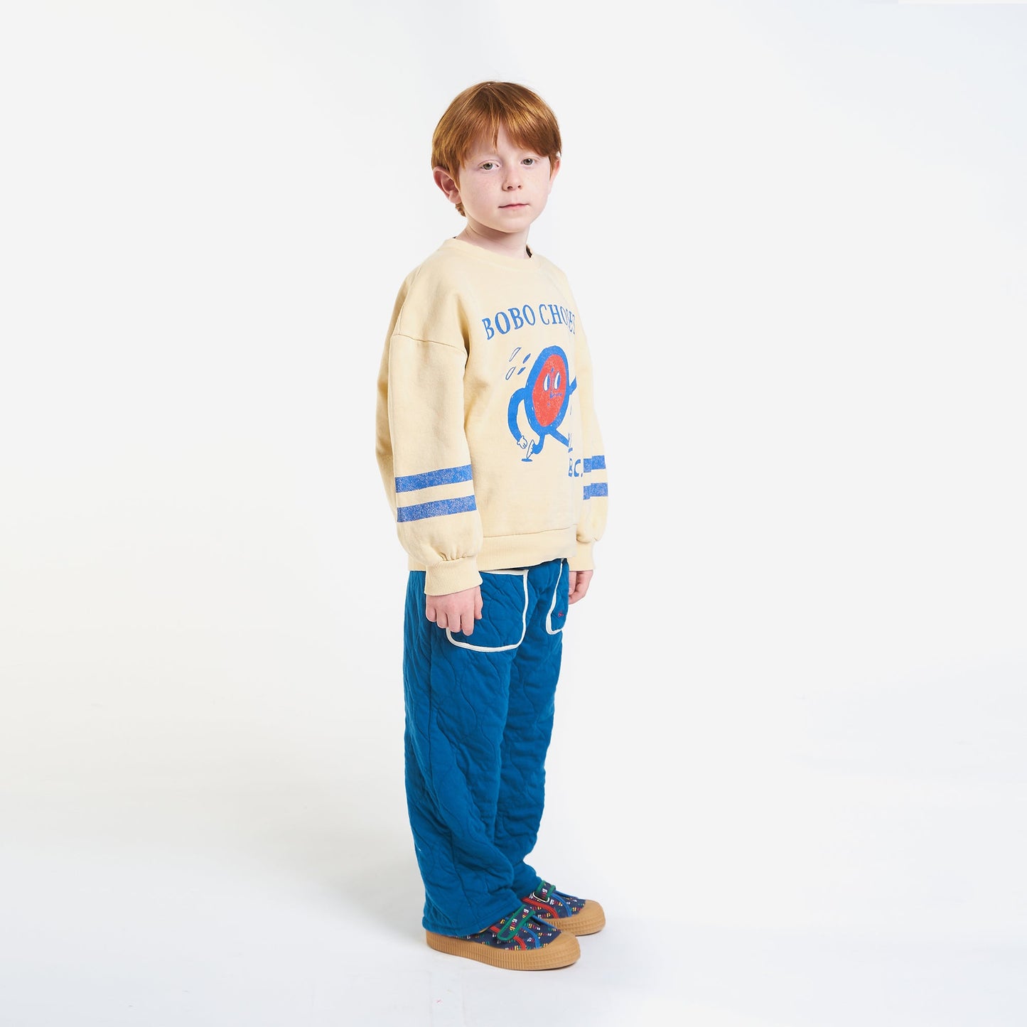 儿童米色印花棉卫衣