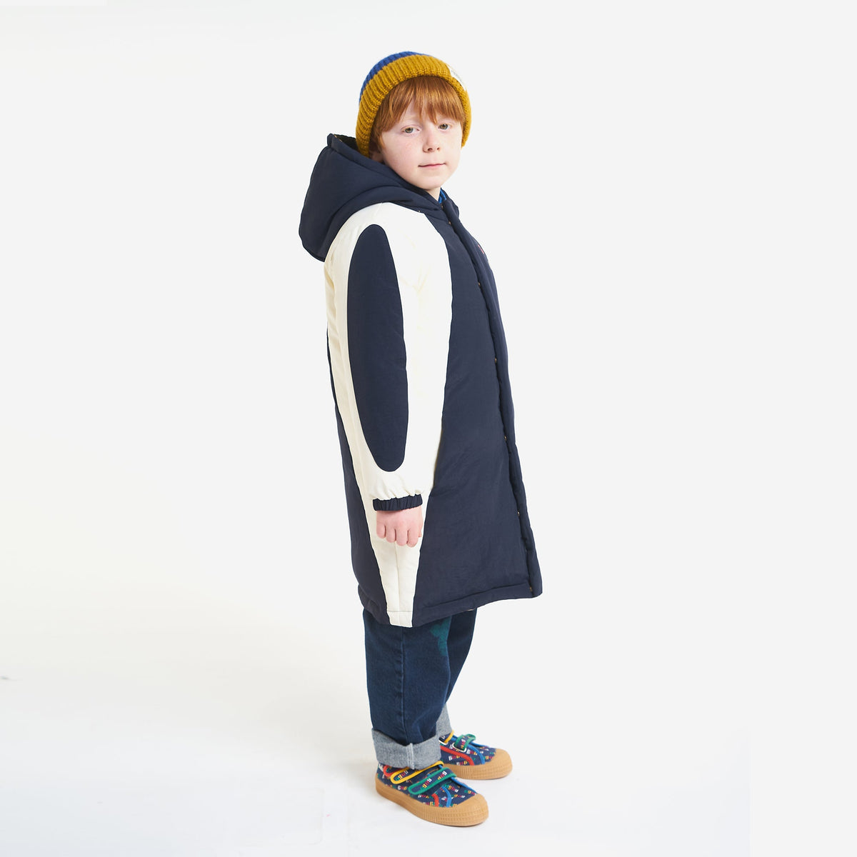 男童藏青色双面棉服