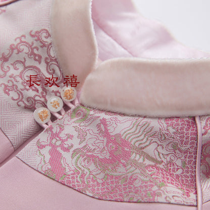 女童粉色"文心雕龙"加棉外套