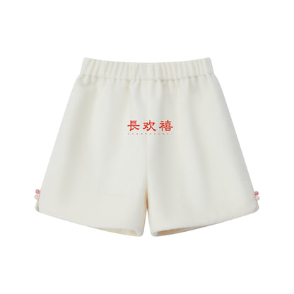 女童白色"朱玉"羊毛短裤