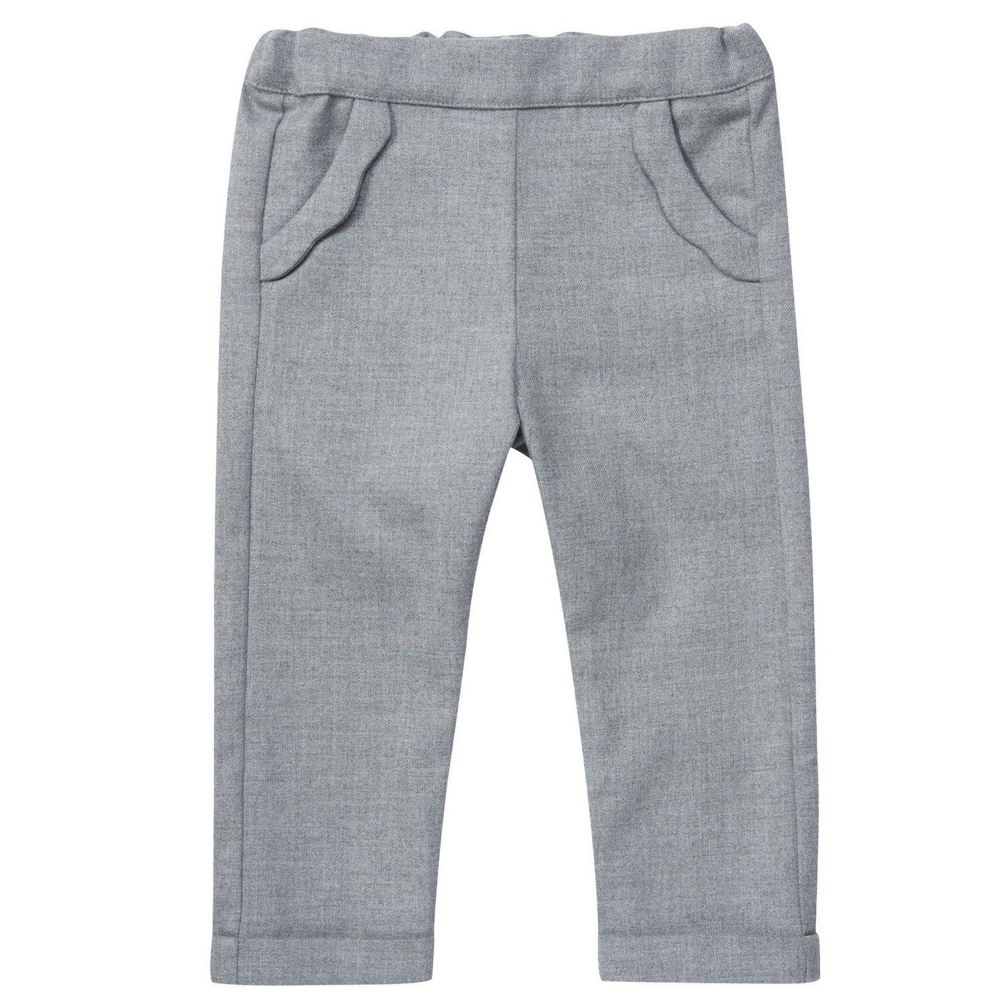 Baby Girls Grey Flounce Trims Pockets Trousers