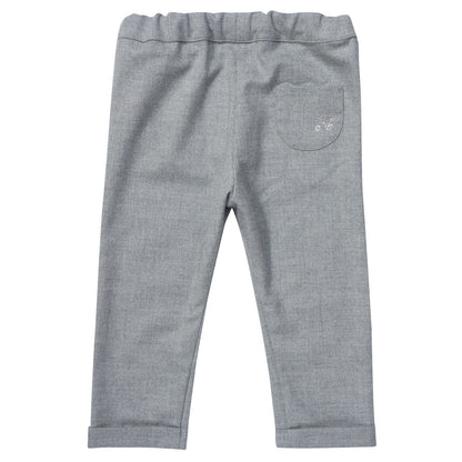 Baby Girls Grey Flounce Trims Pockets Trousers
