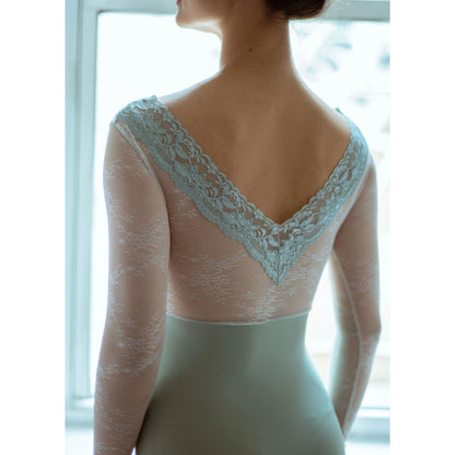 女童浅绿色长袖芭蕾舞连体衣(2237/Teal)