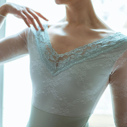 女童浅绿色长袖芭蕾舞连体衣(2237/Teal)