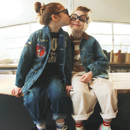 儿童藏蓝色史努比牛仔夹克