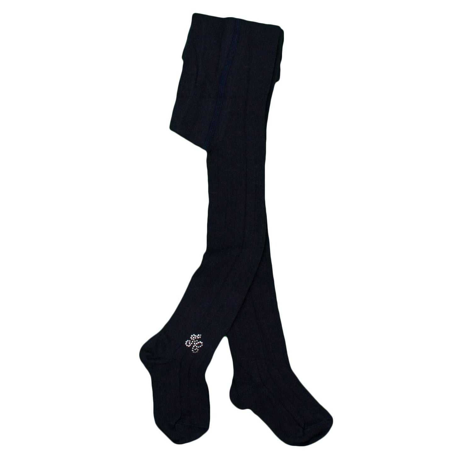 Baby Girls Navy Blue Diamante Logo Cotton Tights