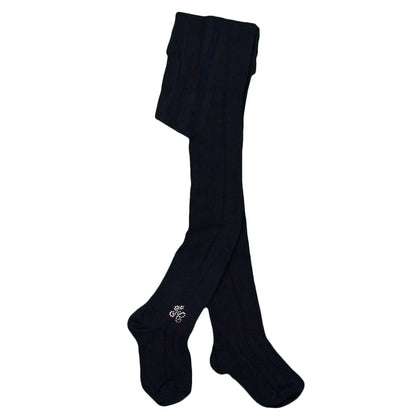 Baby Girls Navy Blue Diamante Logo Cotton Tights