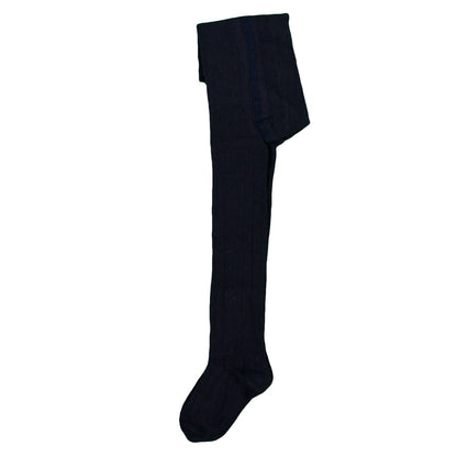 Baby Girls Navy Blue Diamante Logo Cotton Tights