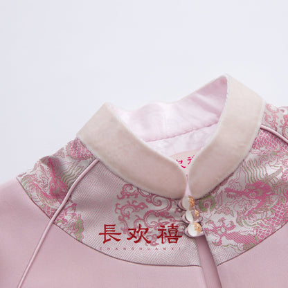 女童粉色"文心雕龙"加棉外套