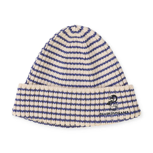 儿童蓝色条纹企鹅针织帽子
