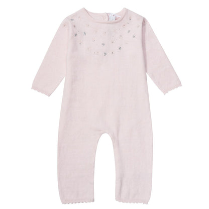 Baby Pink Star Printed Trims Babygrow