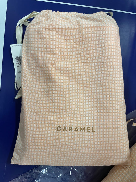 橙色格子床单&枕头套件