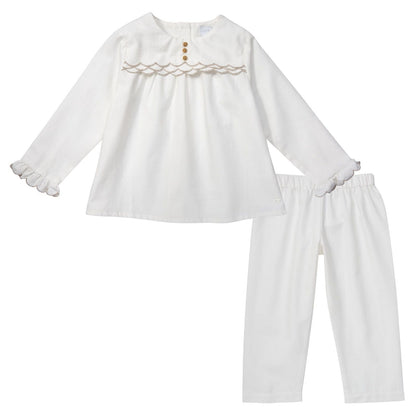 Baby White Cotton 2 Pice Babygrow With Silver Trims