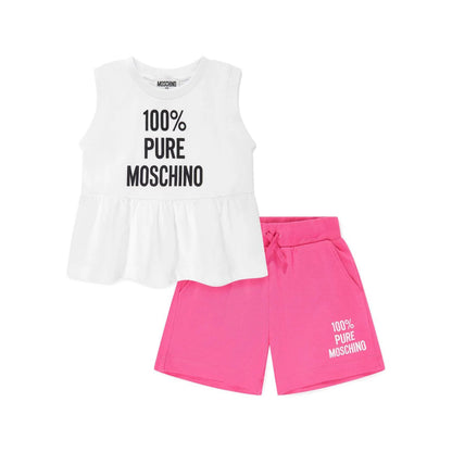 女童白色Logo棉套装