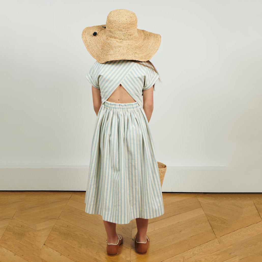 女童米色拉菲草太阳帽