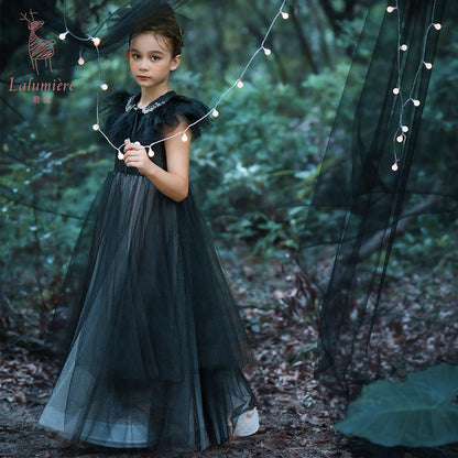 水钻黑天鹅披肩领