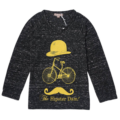 Boys Black T-Shirt With The Hipster Dam Logo