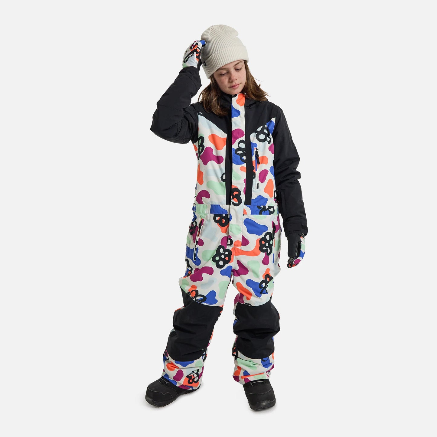 儿童彩色连体滑雪服