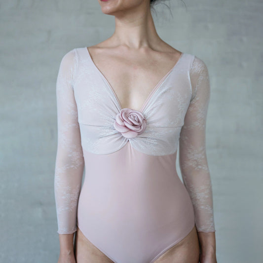 女士粉色长袖芭蕾舞连体衣(2341/Dusty Pink)