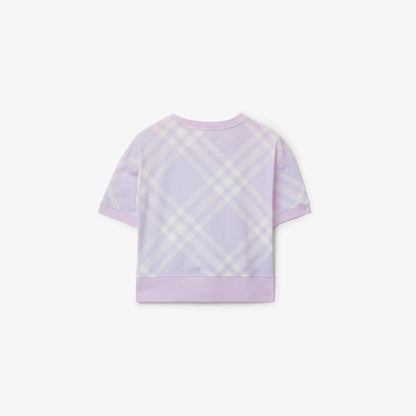 女童浅紫色格子棉T恤
