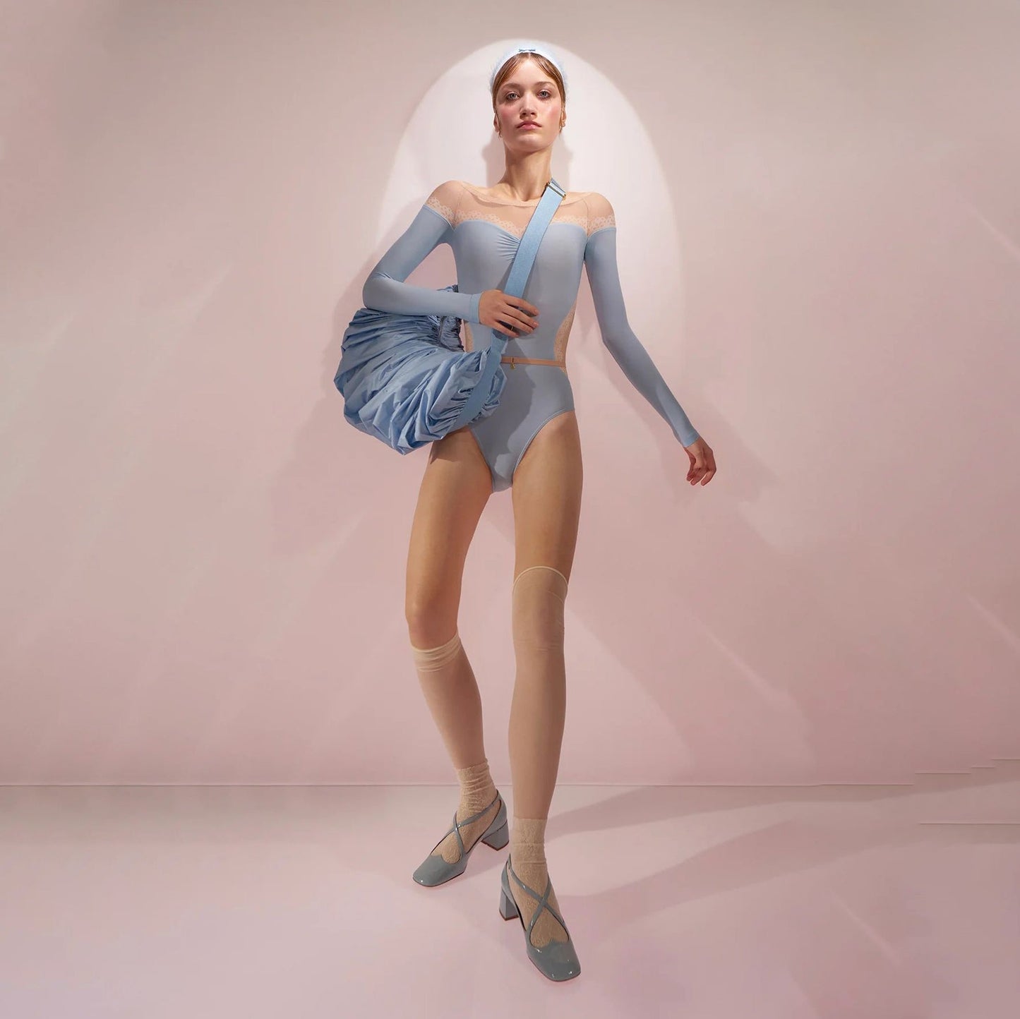 女士浅蓝色'WHIPPED CREAM'百褶包(35x25cm)