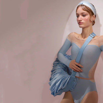 女士浅蓝色'WHIPPED CREAM'百褶包(35x25cm)