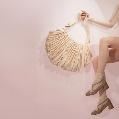 女士米白色'WHIPPED CREAM'百褶包(35x25cm)