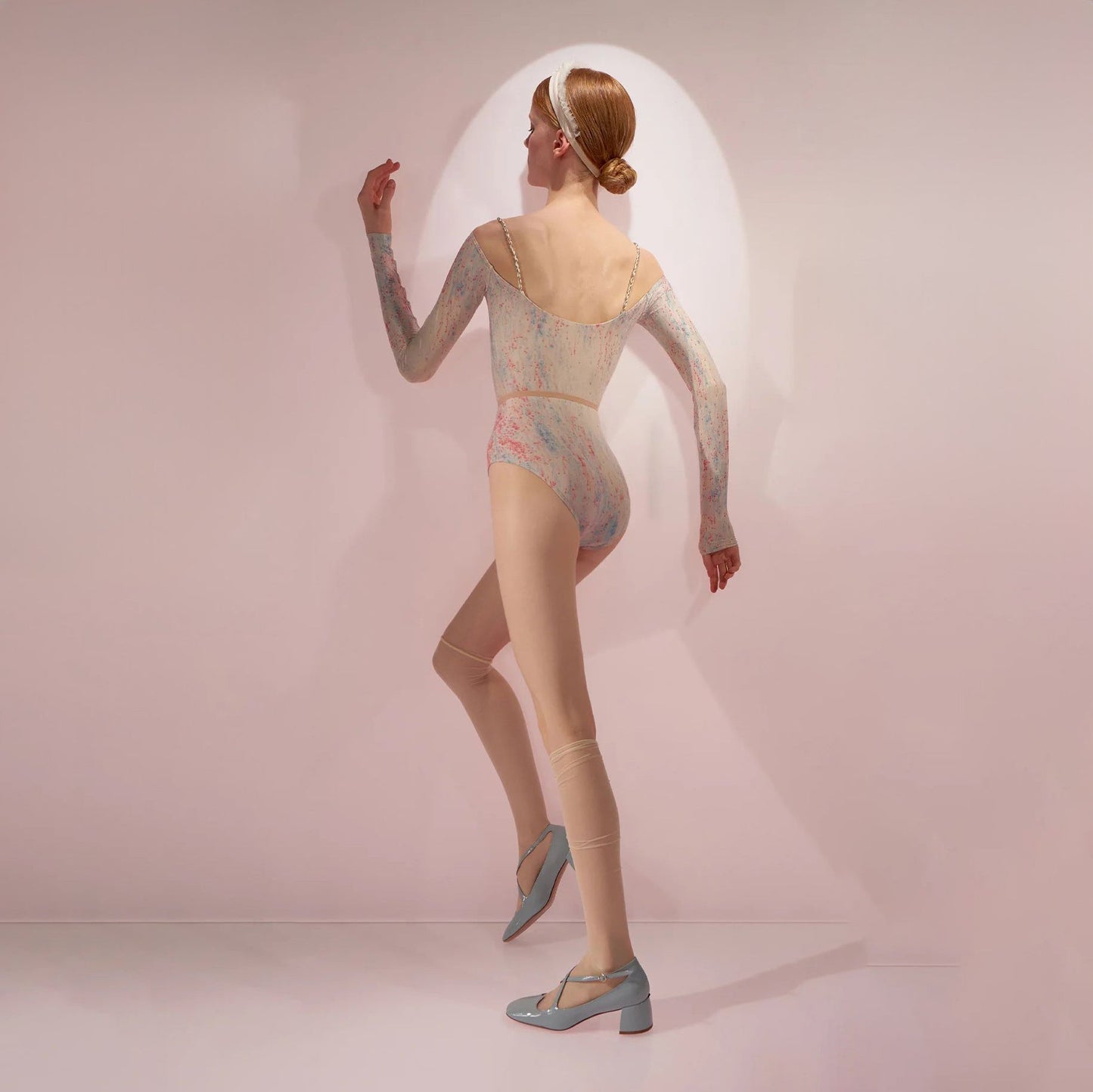 女士蓝粉色'SPRINKLE MERINGUE'长袖芭蕾舞连体衣(242LE21VL/blue/blush)