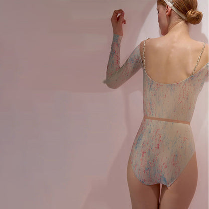 女士蓝粉色'SPRINKLE MERINGUE'长袖芭蕾舞连体衣(242LE21VL/blue/blush)