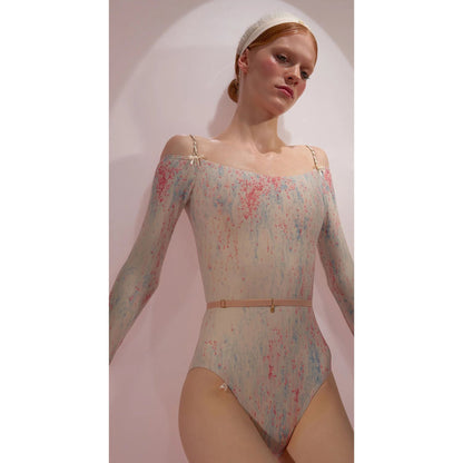 女士蓝粉色'SPRINKLE MERINGUE'长袖芭蕾舞连体衣(242LE21VL/blue/blush)