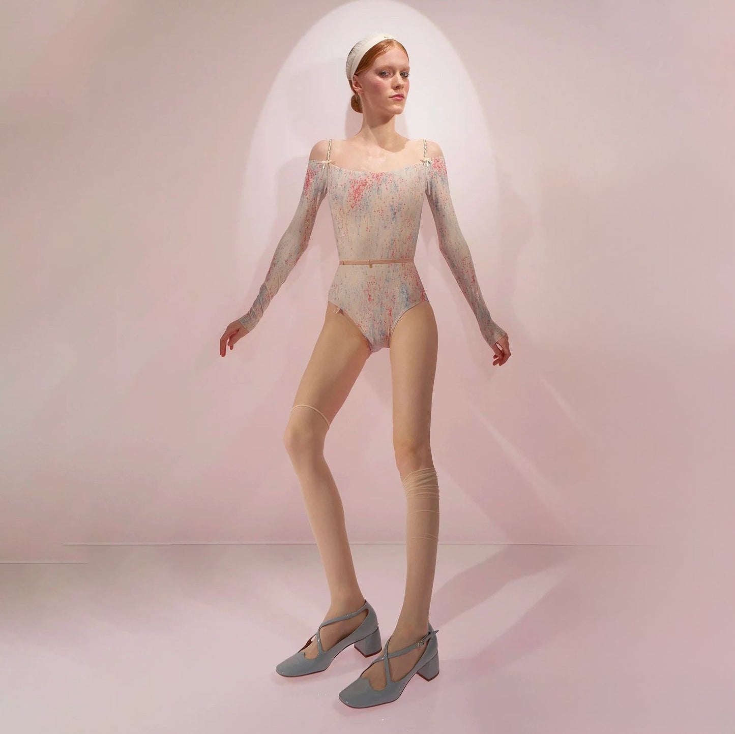 女士蓝粉色'SPRINKLE MERINGUE'长袖芭蕾舞连体衣(242LE21VL/blue/blush)