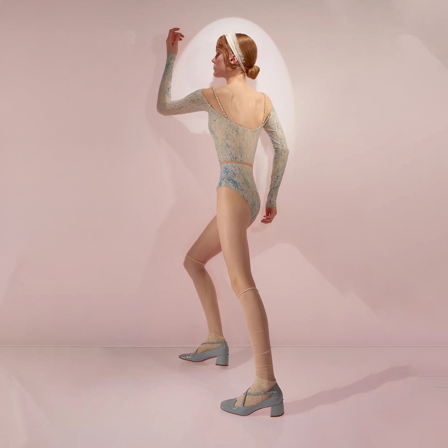 女童蓝绿色'JUNIOR SPRINKLE MERINGUE'长袖芭蕾舞连体衣(J242LE21VL/blue/mint)