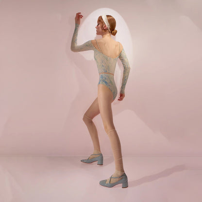 女童蓝绿色'JUNIOR SPRINKLE MERINGUE'长袖芭蕾舞连体衣(J242LE21VL/blue/mint)