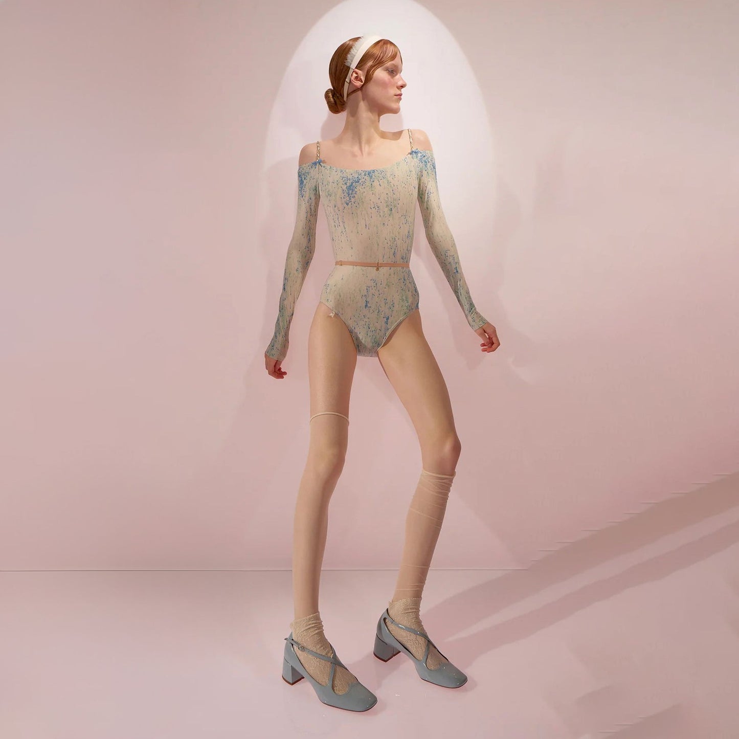 女士蓝绿色'SPRINKLE MERINGUE'长袖芭蕾舞连体衣(242LE21VL/blue/mint)