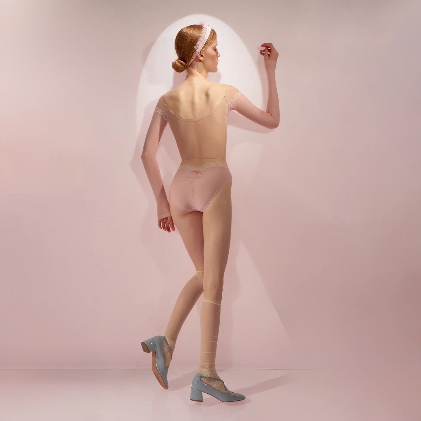 女士粉色'HOURGLASS'长袖芭蕾舞连体衣(242LE53VC/baby blush)