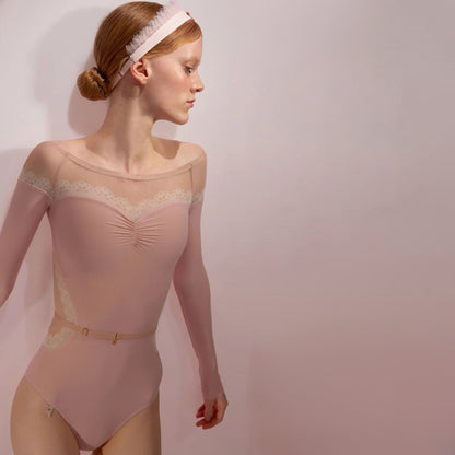 女士粉色'HOURGLASS'长袖芭蕾舞连体衣(242LE53VC/baby blush)