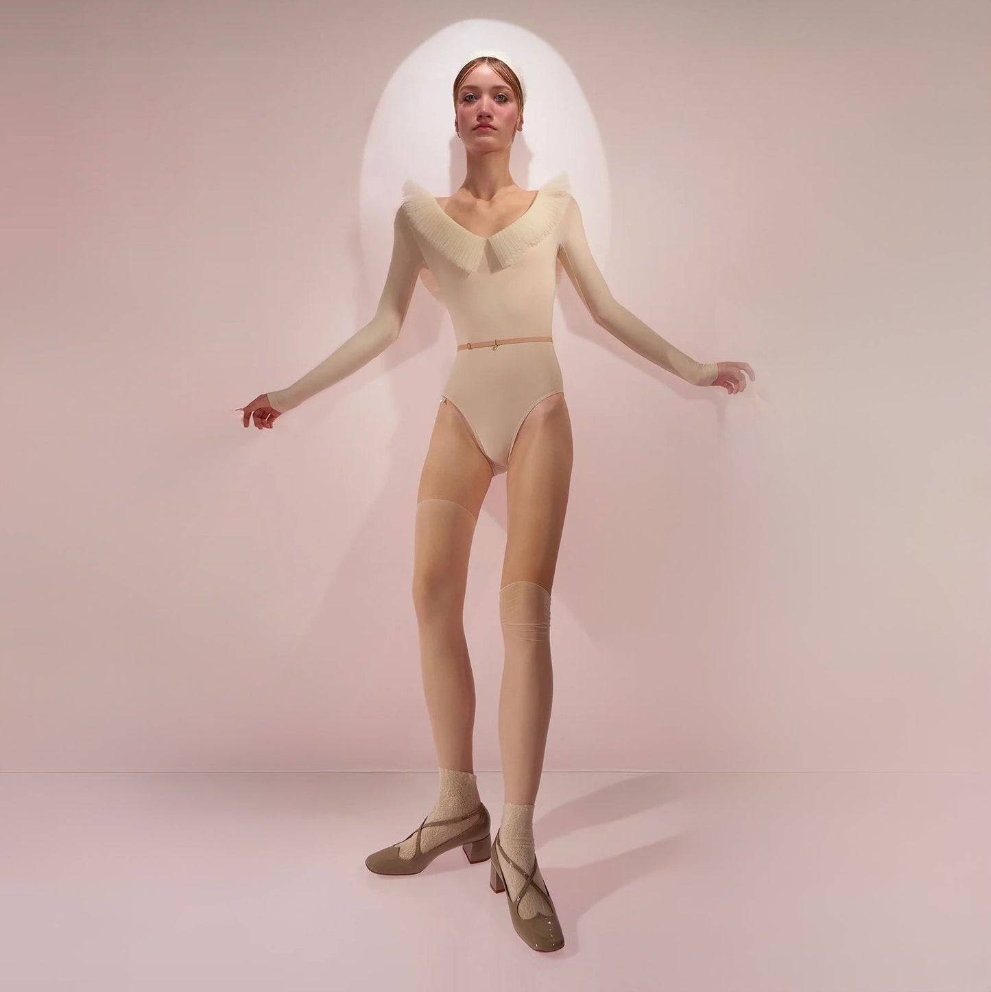 女童米白色'JUNIOR GRAND'芭蕾舞连体衣(J242LE83PV/edelweiss)