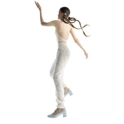 女士白色"BOHO"刺绣芭蕾舞长裤