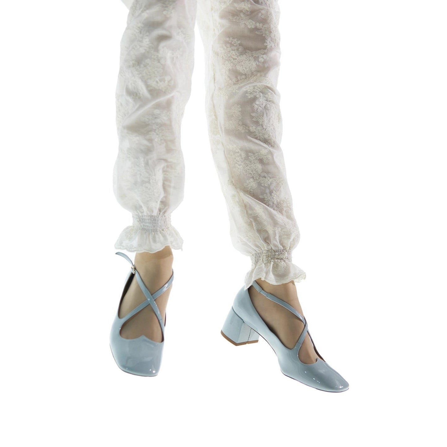 女士白色"BOHO"刺绣芭蕾舞长裤