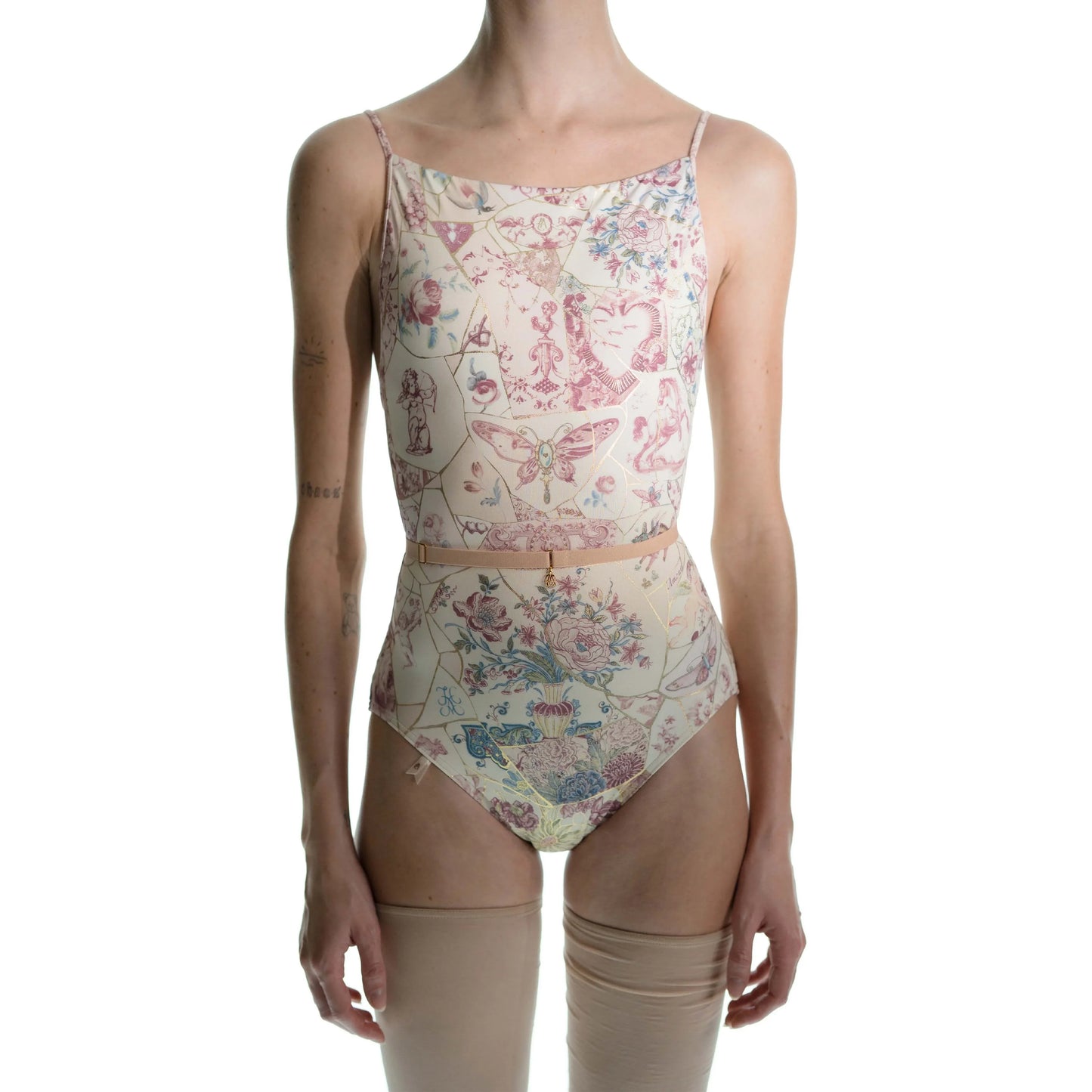 女士彩色"KINTSUGI"芭蕾舞连体衣(261LE04VL/multicolor burgundy)