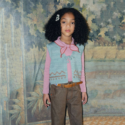 儿童浅绿色针织羊毛马甲