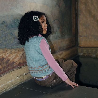 儿童浅绿色针织羊毛马甲