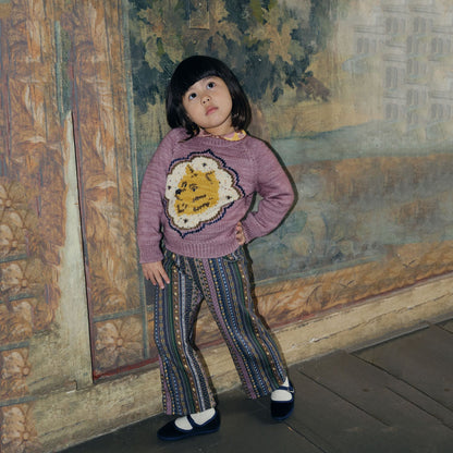 儿童粉色小狗提花羊毛毛衣