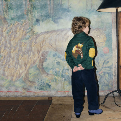 儿童绿色针织羊毛开衫